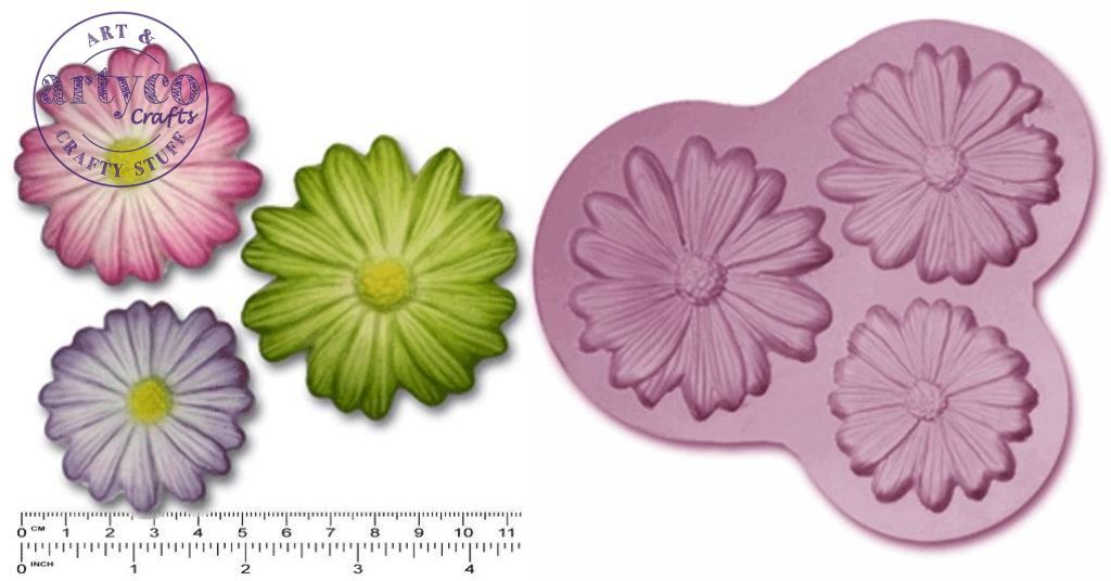 Daisies X 3 Large Silicone Mold