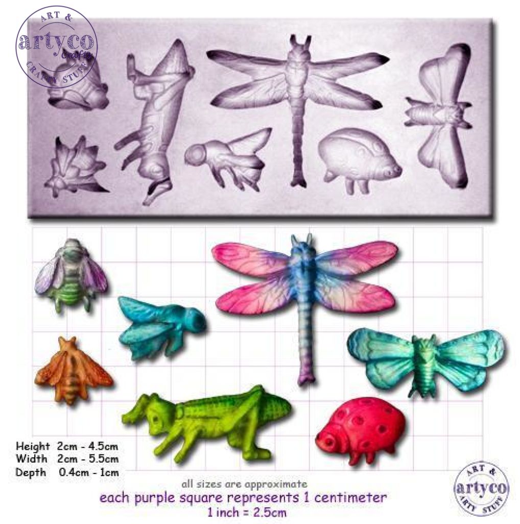 Bugs Dragonfly Bee Moth Ladybird Grasshopper Silicone Mold